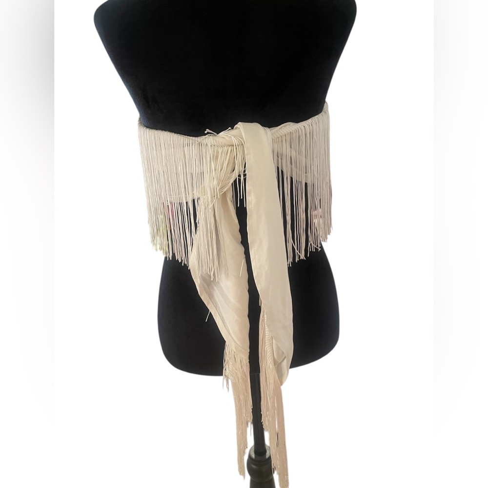White Fringe Crop Tube ,tie Top, strapless,New - Picture 4 of 6